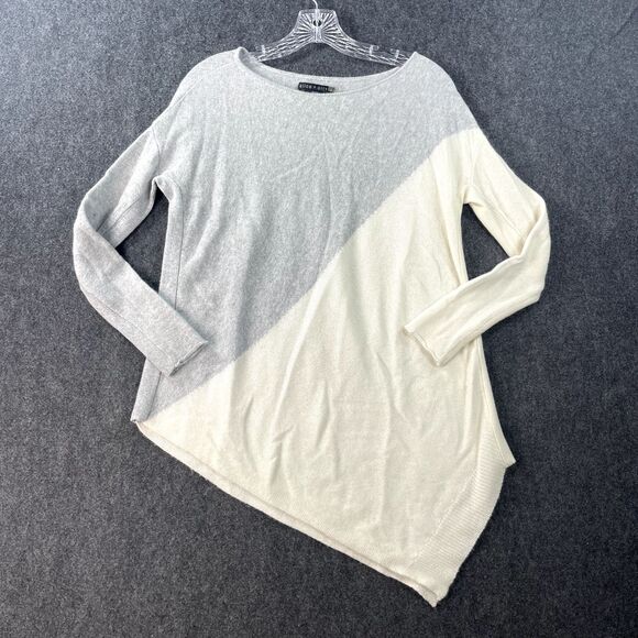 Alice Olivia Base Sweater Extra Small White Wool Angora Color Block Asymmetrical - Picture 1 of 8